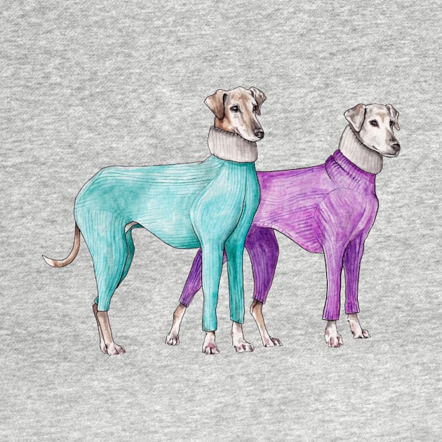 Fashionable Greyhounds Ready for Winter by wanderinglaur